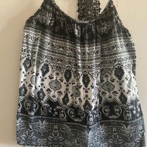 Touch blue brand black and white patterned tank top